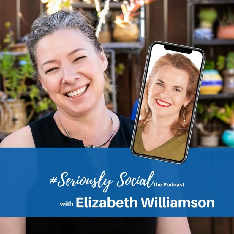 Seriously Social podcast image showing host Simone Douglas and Elizabeth